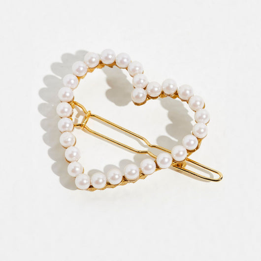 Amelie Pearl Heart Barrette