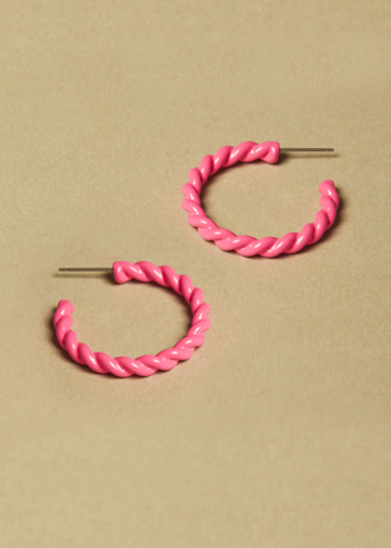 Neon Pink Hailey Hoops - Large