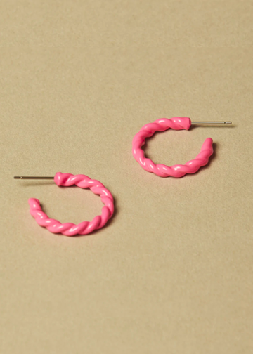 Neon Pink Hailey Hoops - Mini