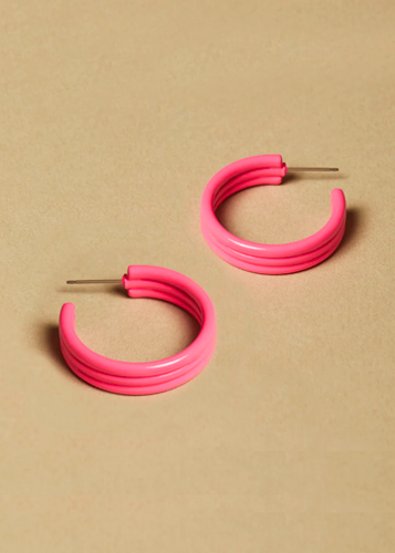 Neon Pink Michelle Hoops - Large - Imperfect